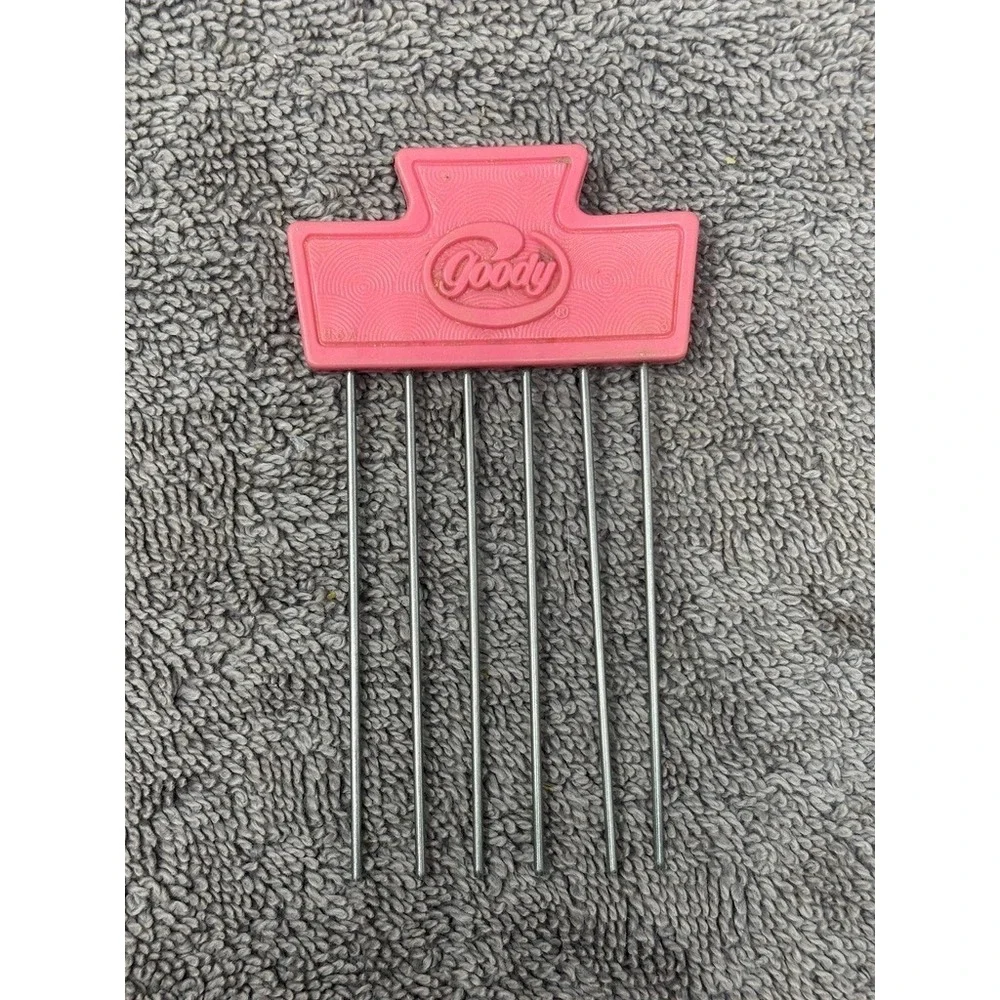 Vtg 80s Goody Pink Hair Lift Pick Comb Tease Pick Metal Made in USA